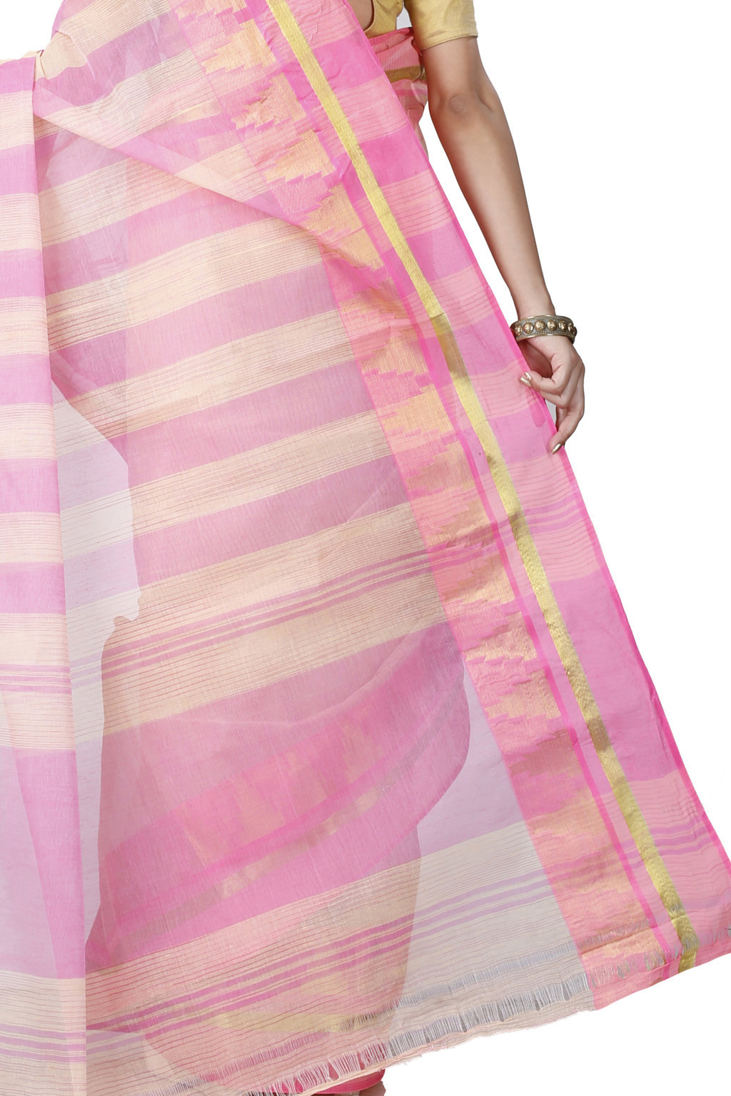 Pink Pure Cotton Vrinda Tant Saree (1098)